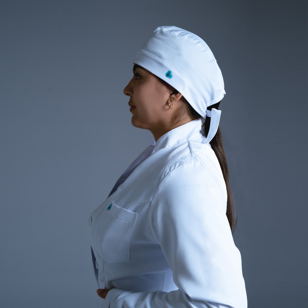 Bata de medicina blanca bacterióloga MD