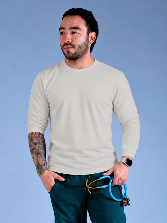 Camiseta manga larga hombre beige