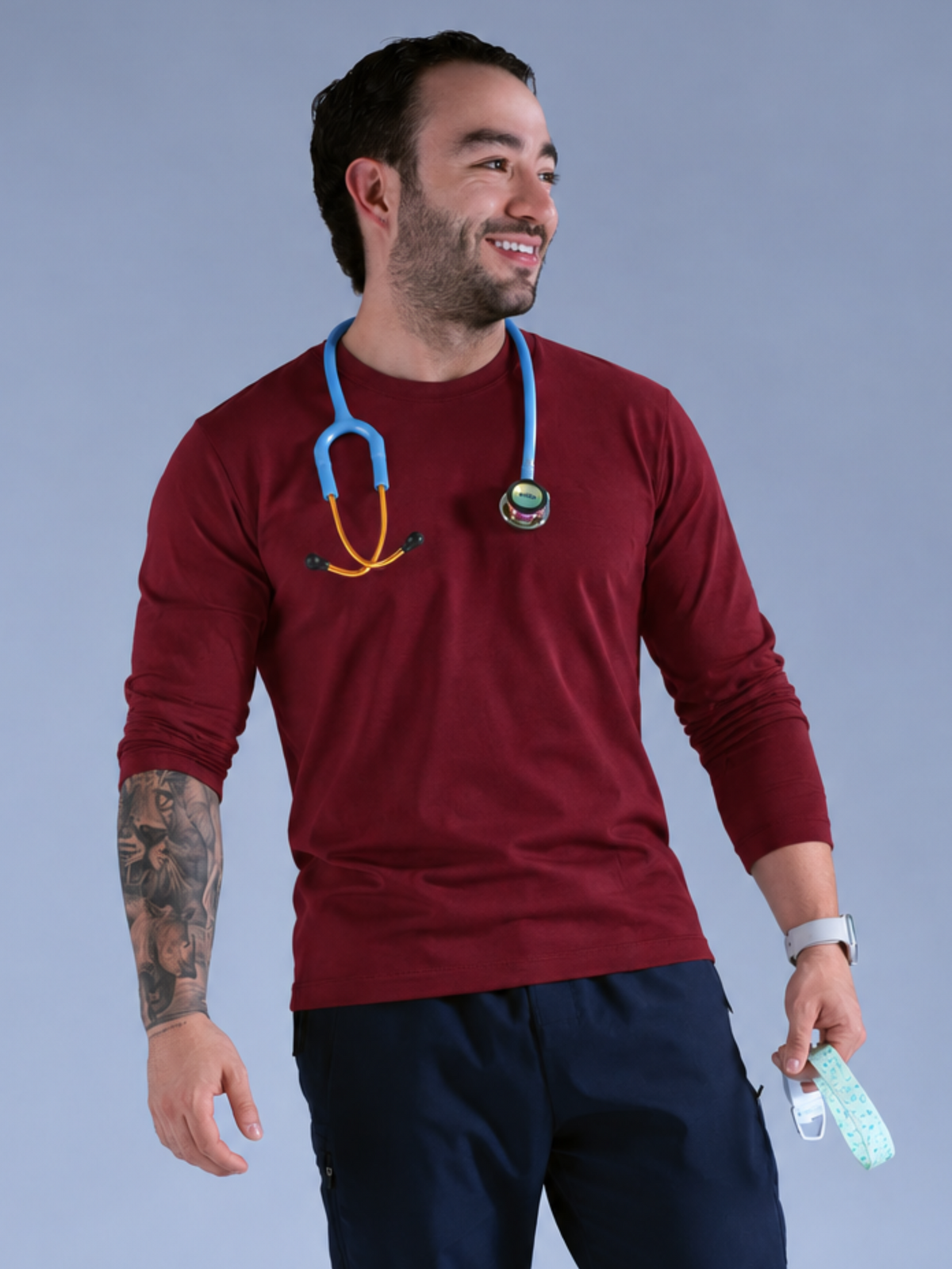 Camiseta manga larga hombre vino
