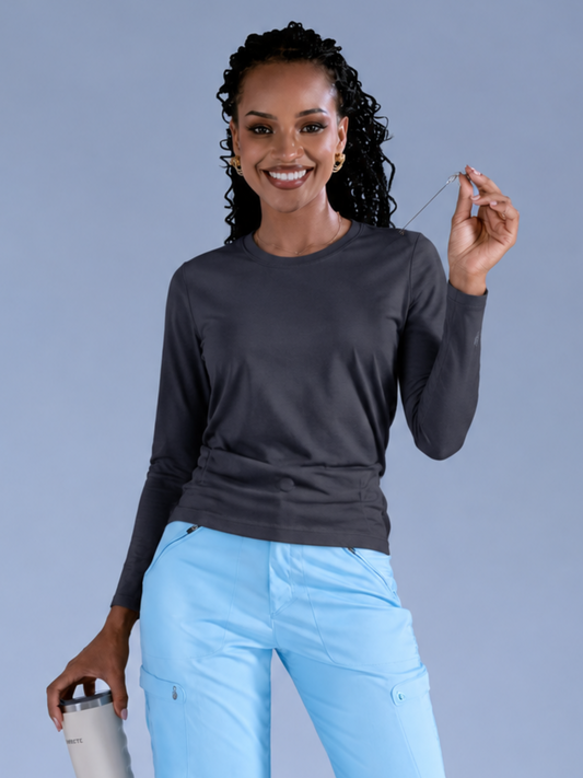 Camiseta manga larga mujer gris ratón